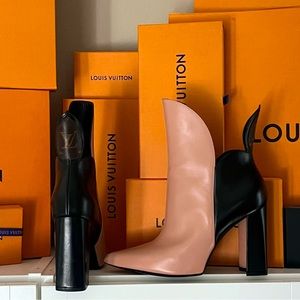 Louis Vuitton Pink and Black Sculptural Leather Ankle Boots